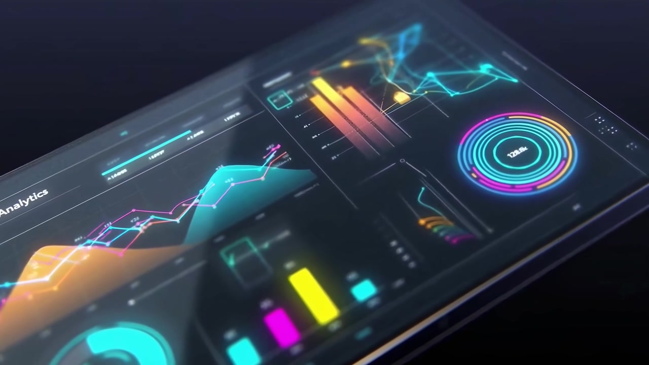 Digital Dashboard Analytics Displaying Financial Data Graphs
