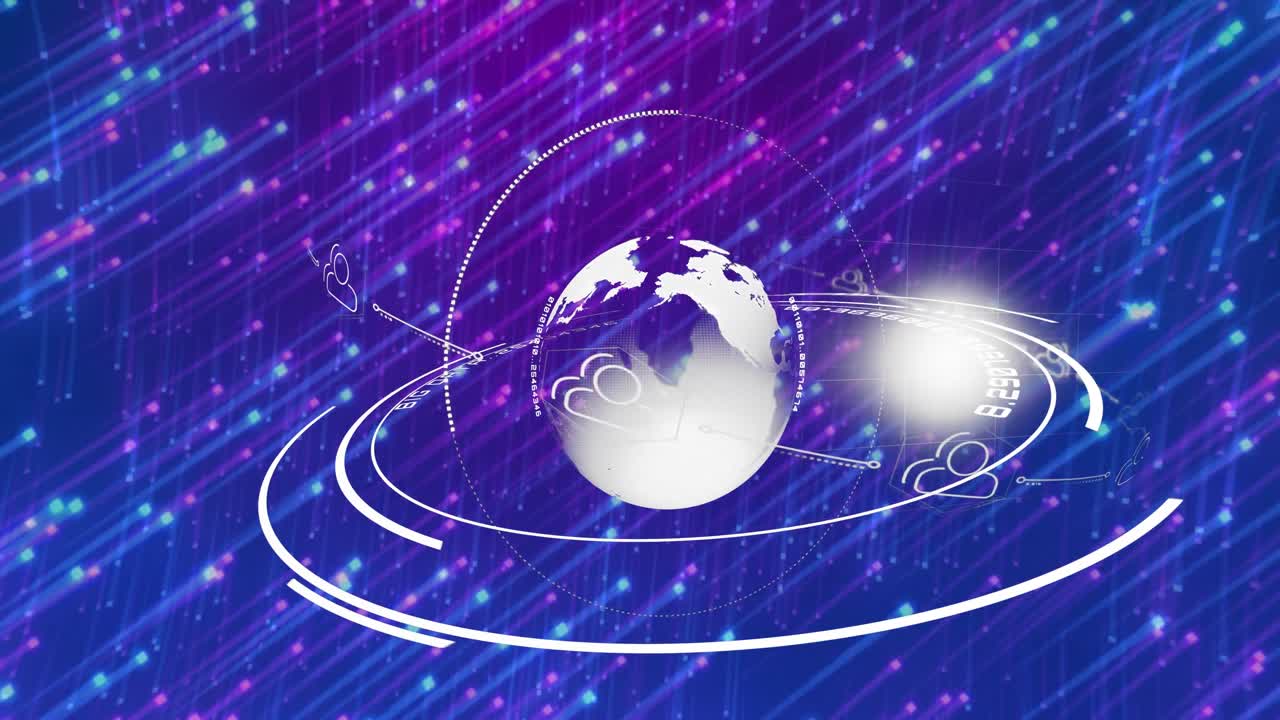 animación del globo sobre luces azules y rosadas en movimiento