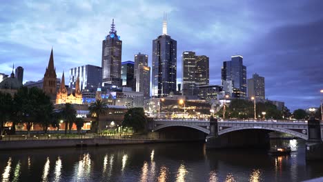 night shot of a ferry on the yarra river in melbourne