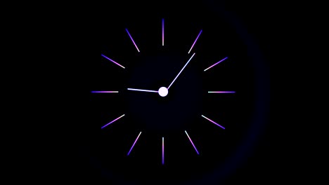 abstract neon clock on black background