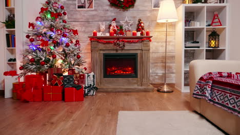 zoom in shot of fireplace burning in a room