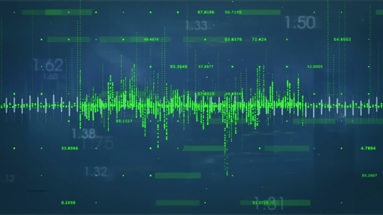 On dashboard loading green data points flickering into waveform, peaks rising falling to show cycle