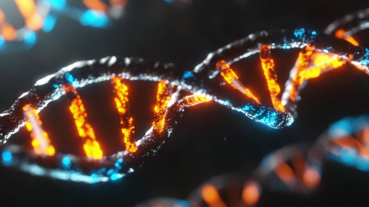 Esplorando il Mondo Molecolare: Uno Sguardo Dettagliato alla Struttura del DNA con Colori Vibranti Che Rappresentano le Informazioni Genetiche in una Straordinaria Esposizione Visiva.