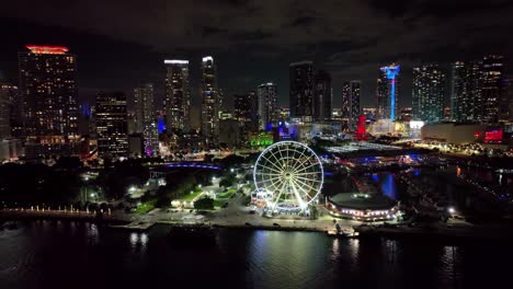 Aerial-landscape-of-downtown-district-of-Miami,-Florida,-United-States