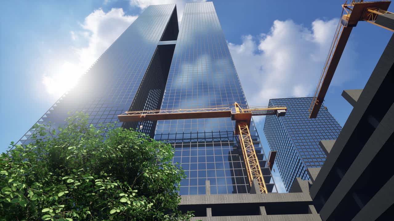 High-Rise Building With A Yellow Crane