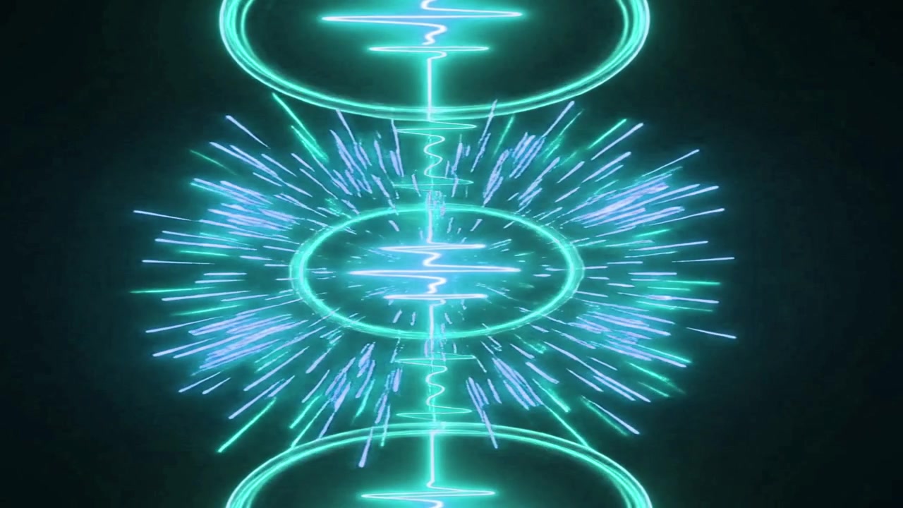 Abstract Neon Light Waves and Particles Animation