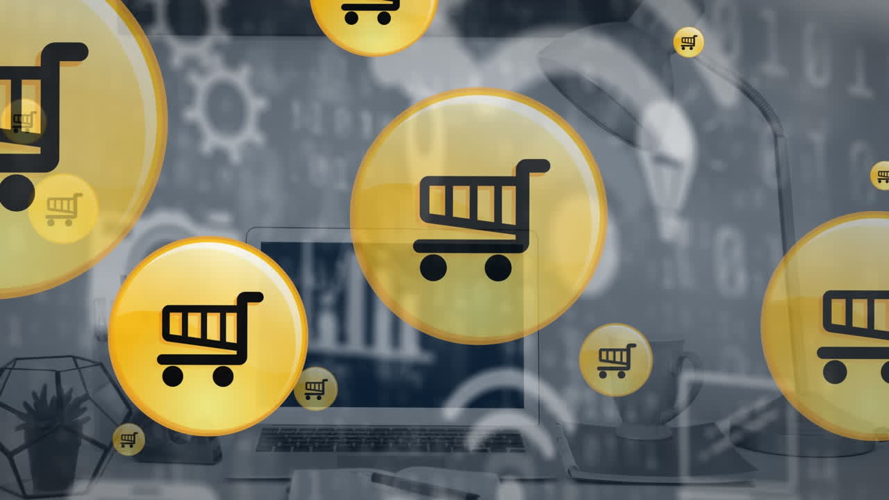 animación de los iconos en movimiento sobre la oficina