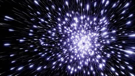 light streaks expand from a central point on a black background, creating an abstract animation reminiscent of a cosmic explosion or a hyperspace jump