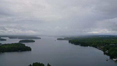 cloudy rain sky over lake rosseau in ontario, canada