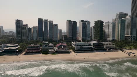da nang vietnam beach buildings skyline real estate southeast asia city, aerial