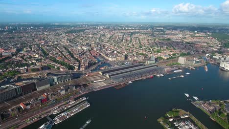 city aerial view over amsterdam