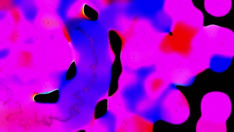 Animation-of-pulsating-pink-and-blue-glowing-forms-moving-on-black-background