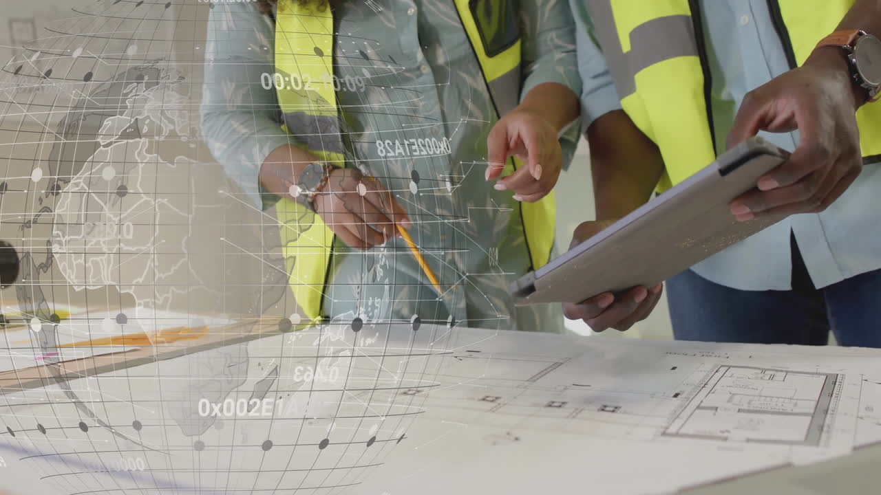 animación de las estadísticas y el procesamiento de datos sobre diversos arquitectos en la oficina