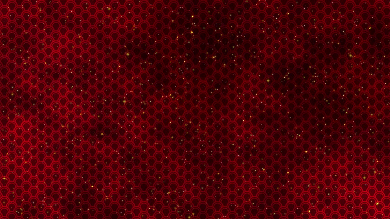 fondo rojo de año nuevo chino con estrellas doradas brillantes, y patrón de dragón. renderización 3d animación loopable 4k. mágica animación de feliz año nuevo
