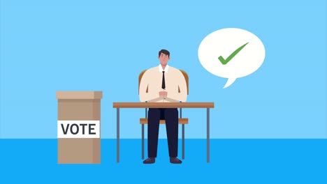 election day animation with judge in voting place