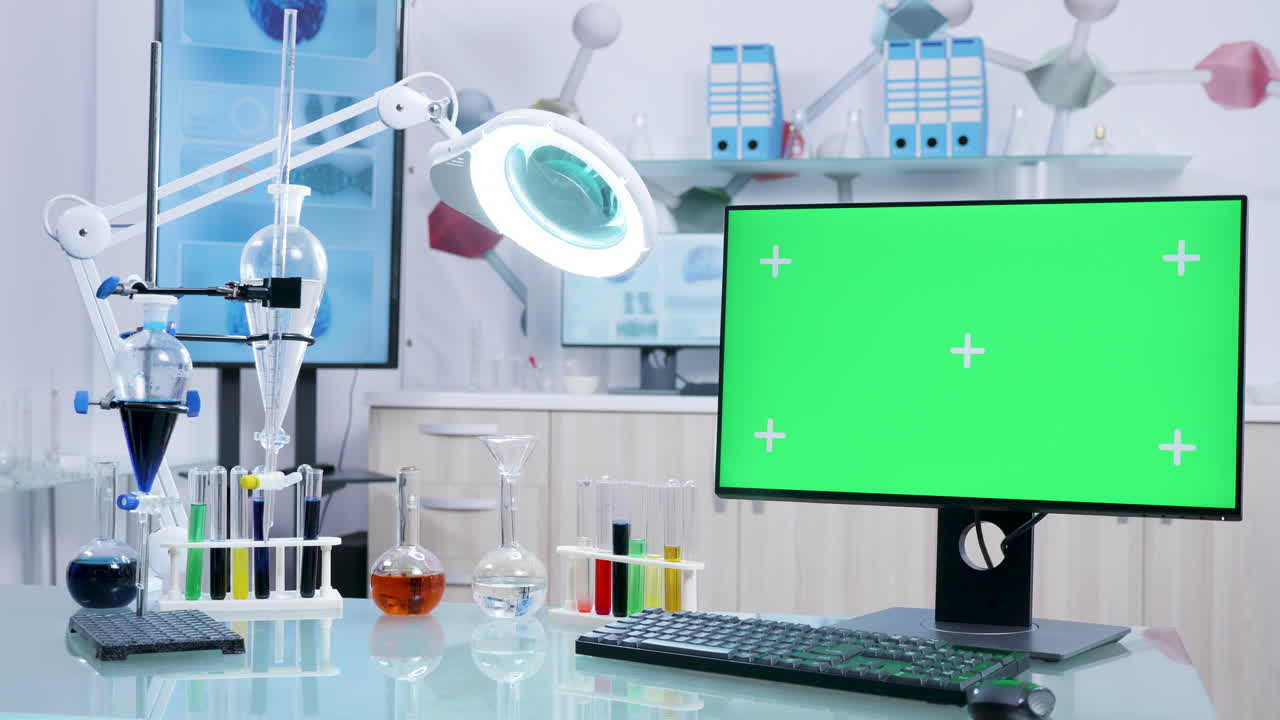 Science Lab with Green Screen Monitor