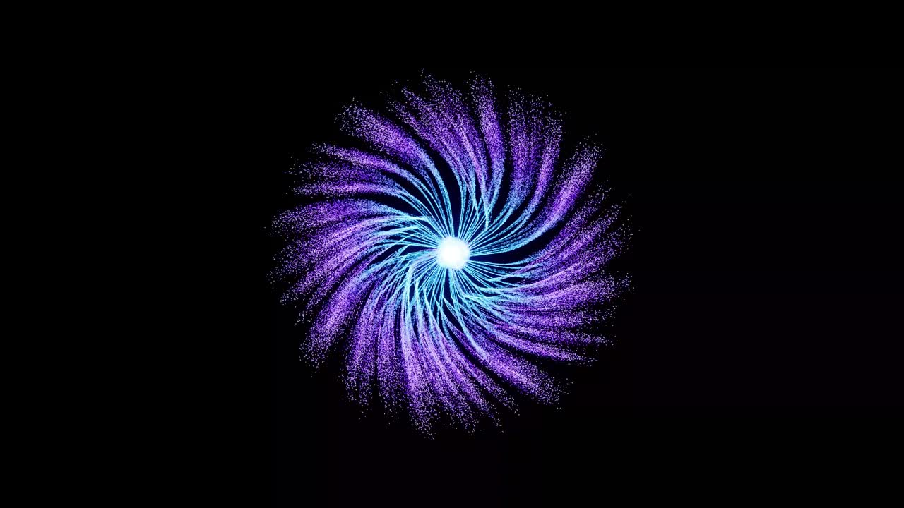 시각 효과, vfx, 검은 바탕에 보라색 입자 스프레이, 3d 애니메이션