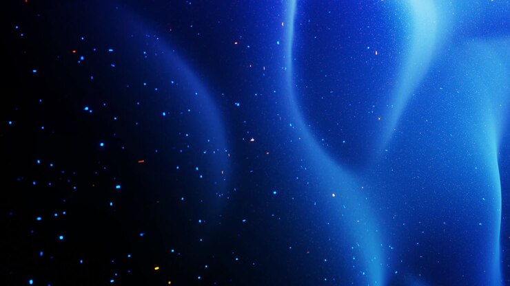 Fantastico sfondo blu festivo. Elegante sfondo astratto in loop, onde si muovono su una superficie opaca come un paesaggio fatto di cera liquida blu con scintille. Bellissimo sfondo morbido con animazione fluida 4k.