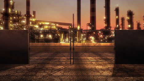 Big-factory-pipes-of-urban-city-in-sunset