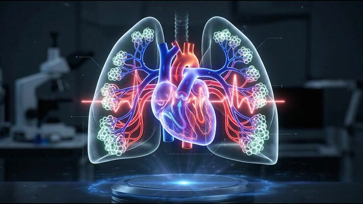 Holographic 3D Model of Human Heart and Lungs in Laboratory