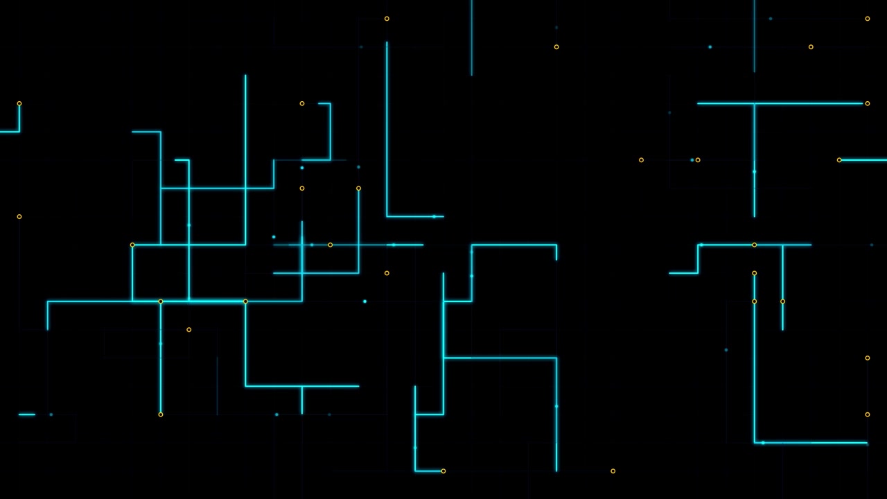 Abstract Digital Circuit Board Animation with Glowing Blue Lines