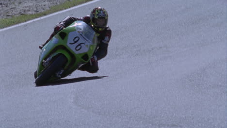 motorcycle drives on a circuit track