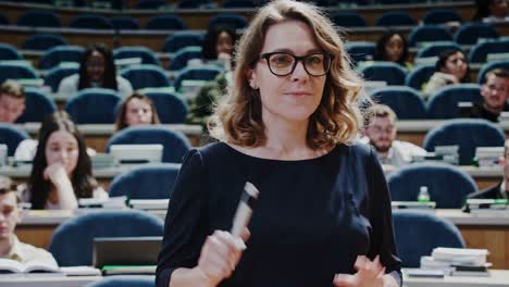 professor giving a lecture in a classroom