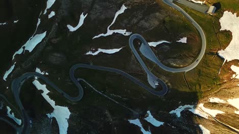 aerial view above the alpine road grossglockner hochalpenstrasse, through austrian mountains