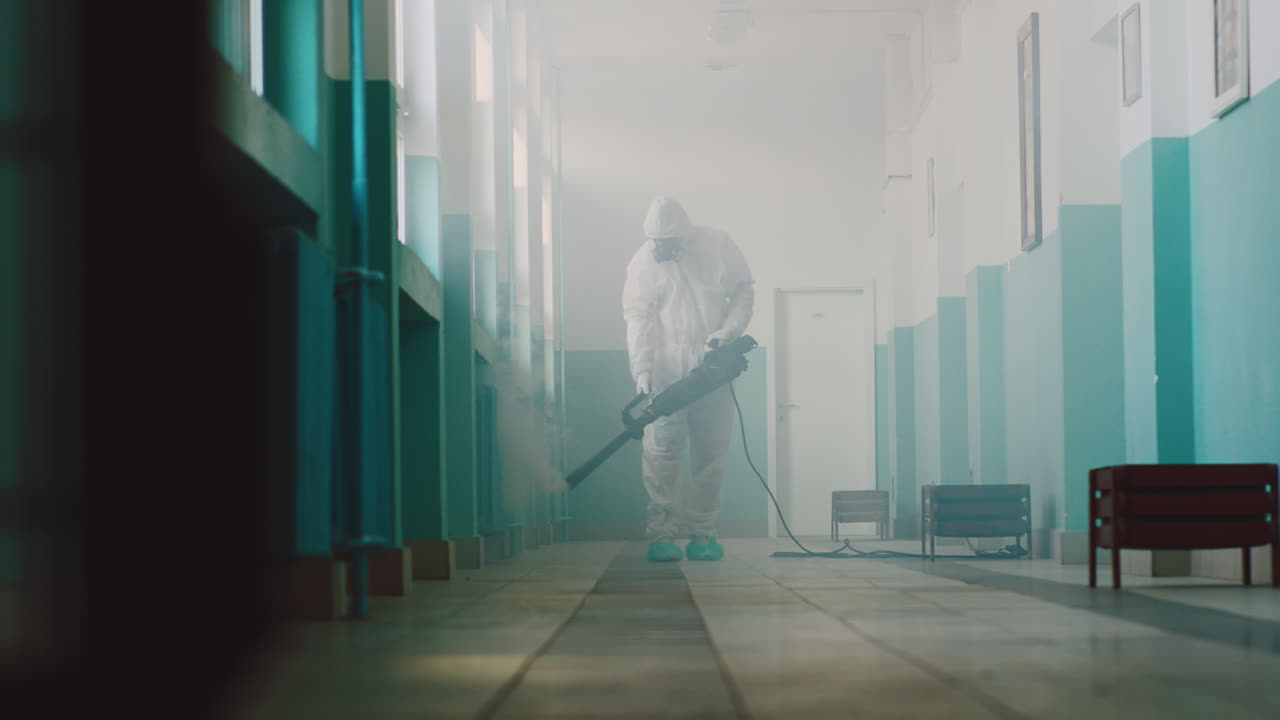 Disinfection Fogging in a Hallway
