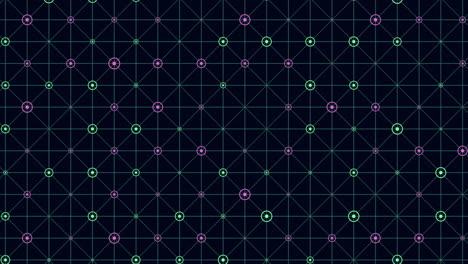 hexagonal grid pattern symmetrical, modern, geometric in blue, green, and pink