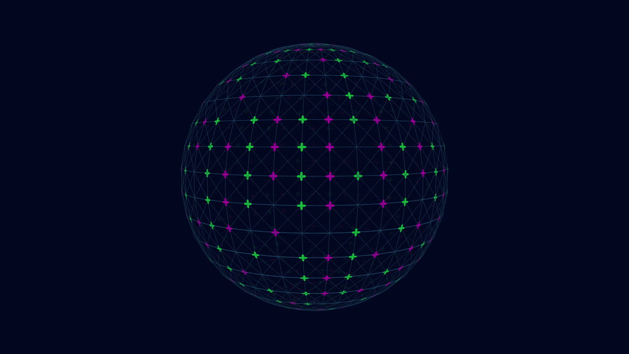 esfera abstracta con patrón de cuadrícula esfera azul 3d y cuadrícula amarilla en negro