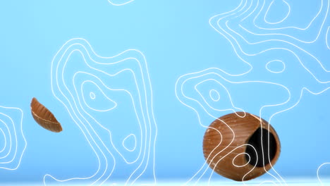 animación de líneas de contorno moviéndose sobre el huevo de pascua de chocolate cayendo y rompiéndose, en azul