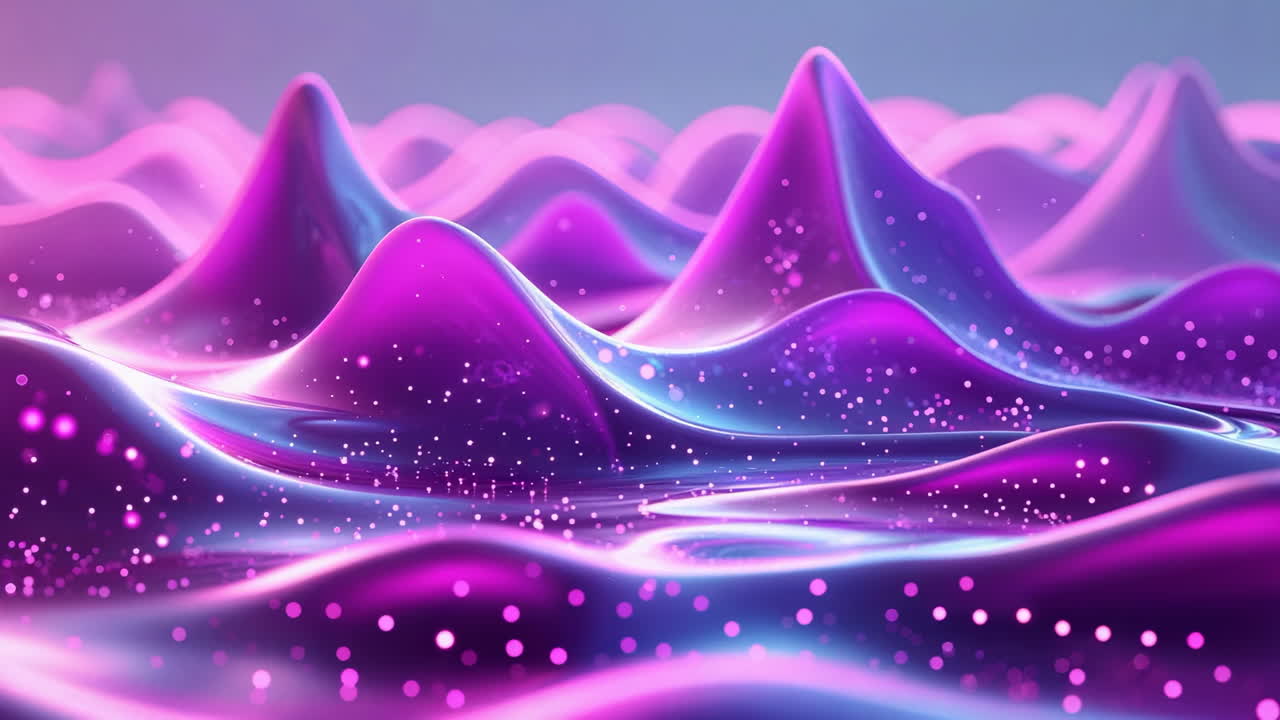 Vibrant Neon Waves with Sparkling Particles