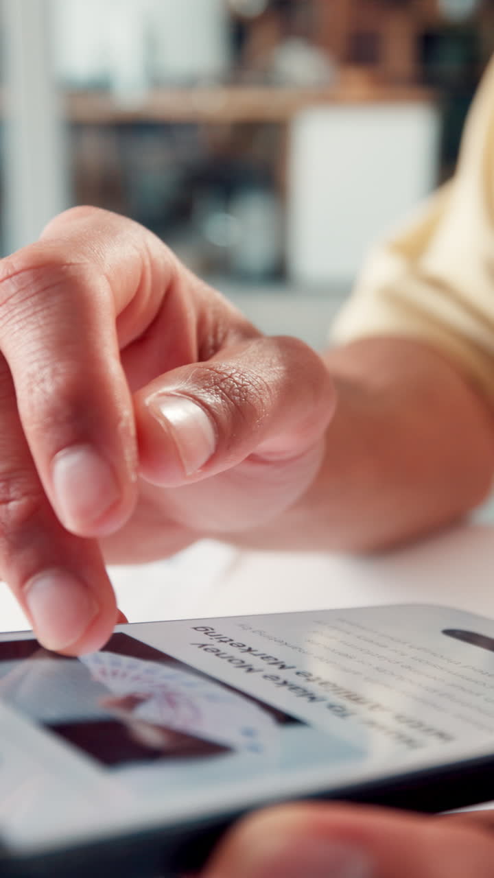 Primo piano di una mano che scorre e tocca lo schermo dello smartphone