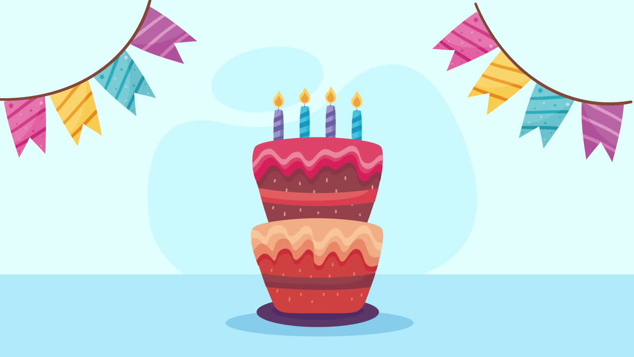 pastel de cumpleaños con velas y decoraciones