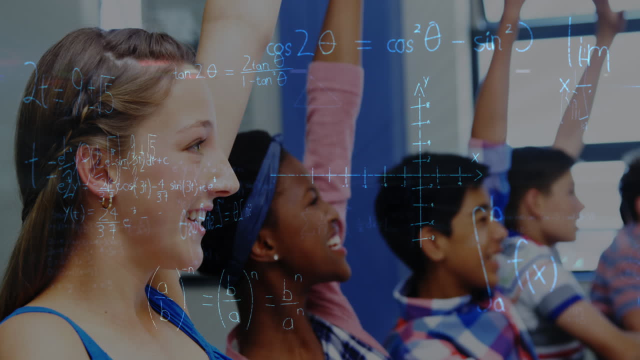 Animation of mathematical equations over schoolchildren