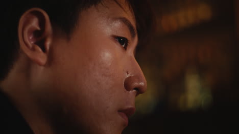 close-up profile of a person