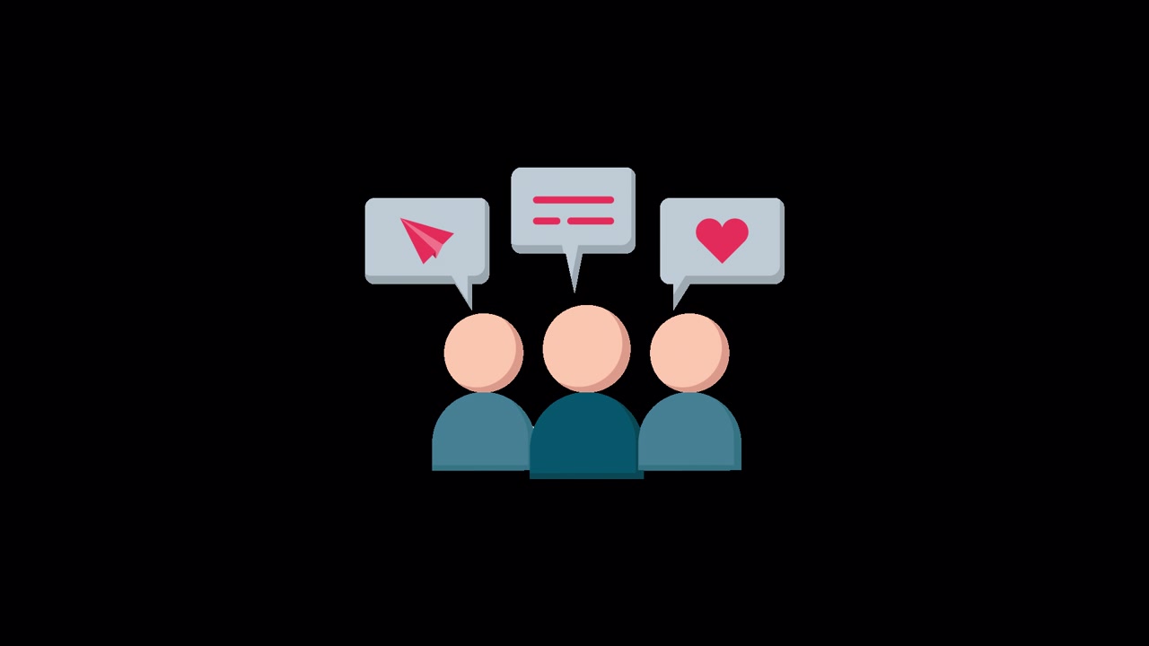 Animated Icons Representing Social Media Communication and Interaction