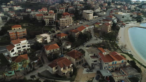 Split,-Croatia---Aerial-Orbit-View-Of-Beachfront-Houses-And-Apartments