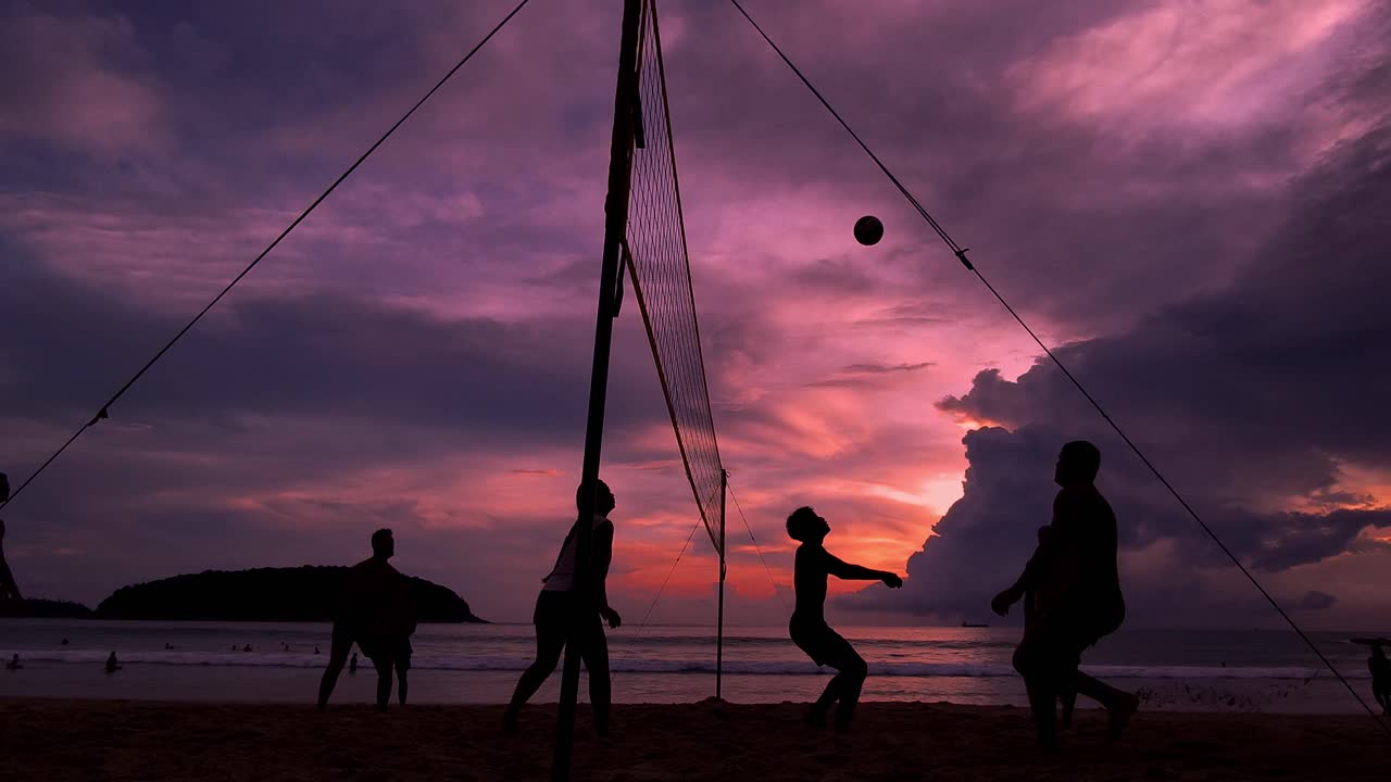 Beach Volleyball at Sunset