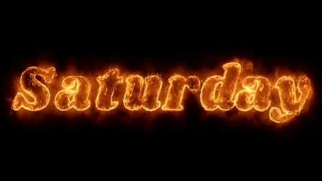 saturday word hot animated burning realistic fire flame loop.