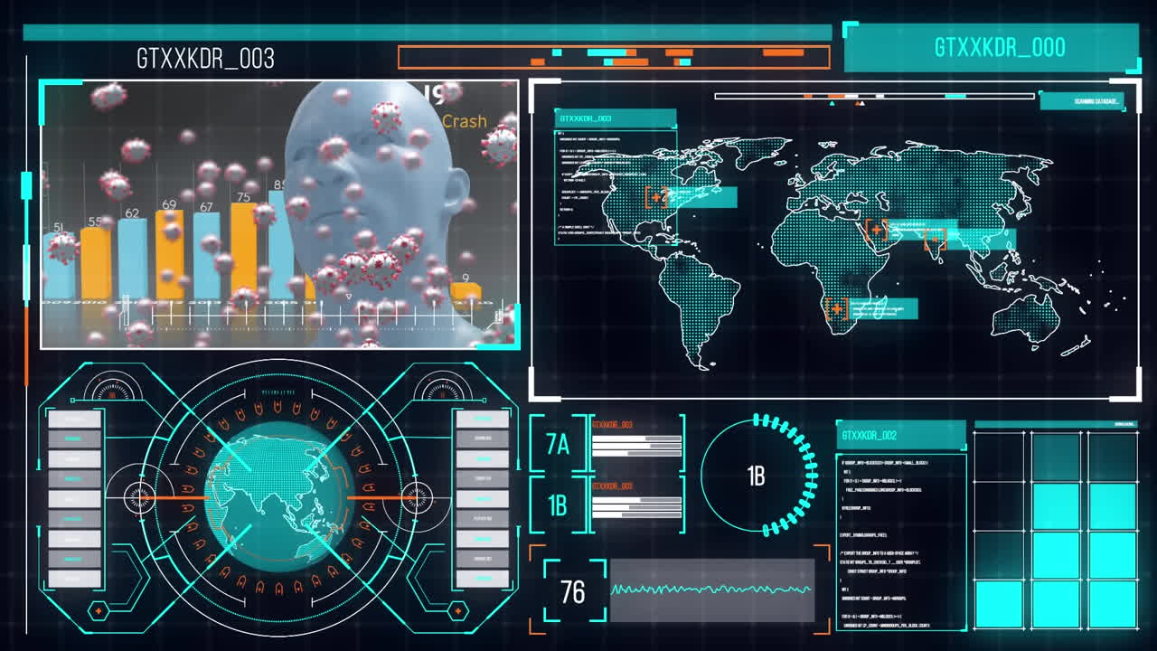 Digital interface against blue background