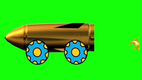 rocket with wheels on chroma key