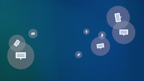 iconos de redes sociales de mensajes voladores en fondo degradado