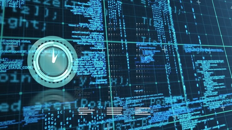 Animation of clock ticking over data processing on grid