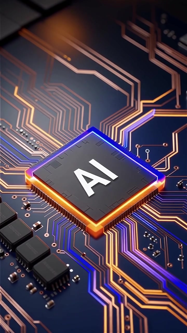 Futuristic AI Chip Motherboard Technology Background