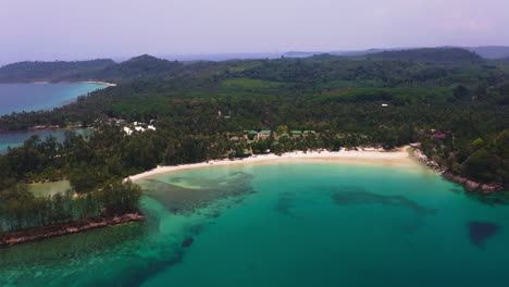 hotel resort in palm tree jungle on coast of tropical koh kood beach