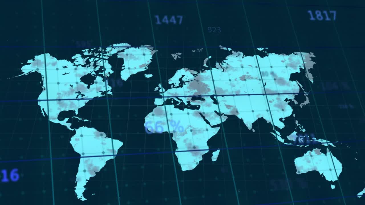 animación del mapa del mundo sobre el procesamiento de datos