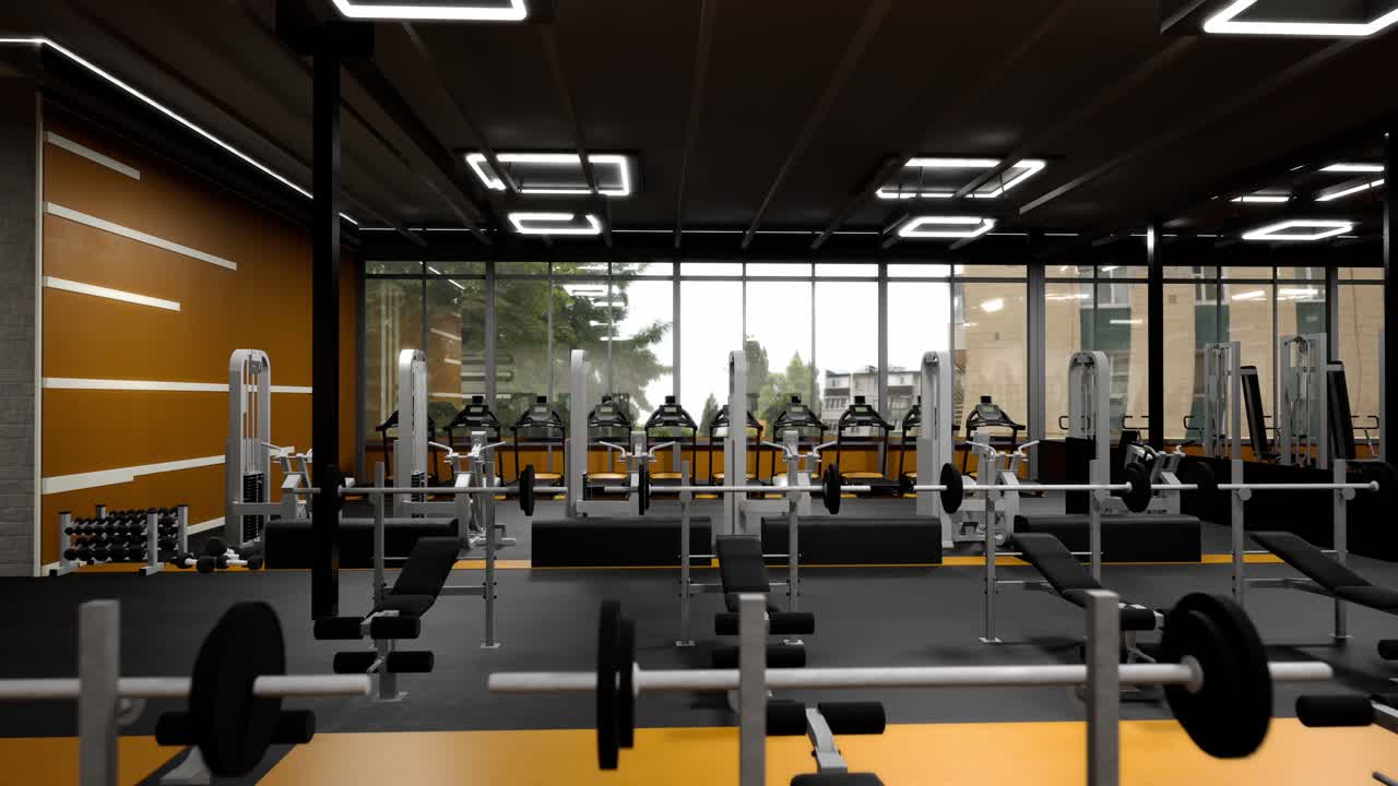 interior moderno del gimnasio con equipos de ejercicio