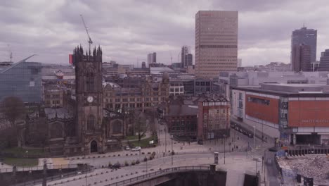 timelapse of traffic and commuters on their way to work in manchester city centre wide spinningfields northern quarter